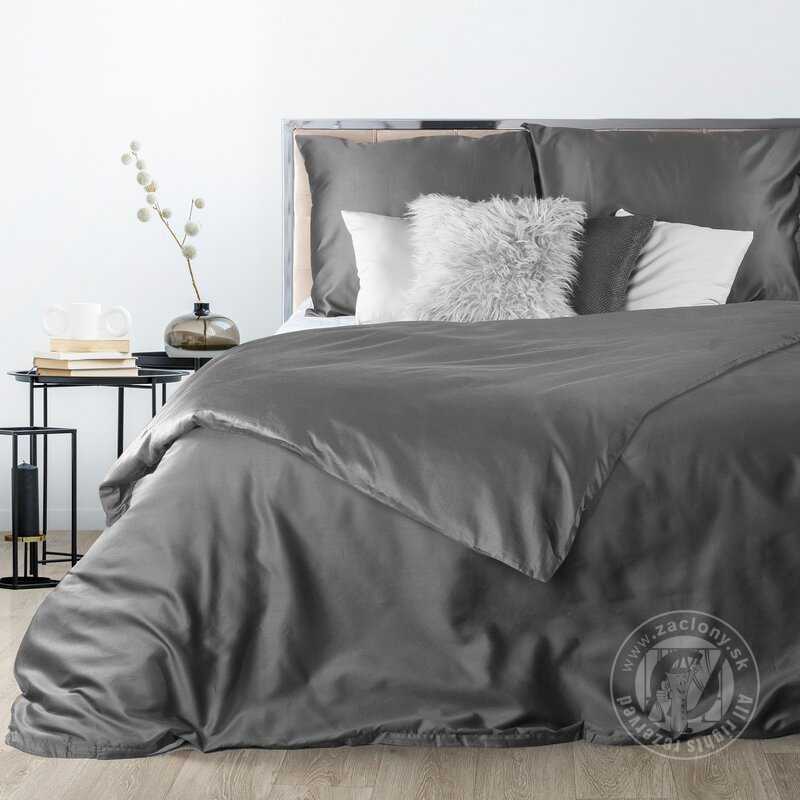 Posteľná bielizeň z bavlneného saténu NOVA3 140x200cm + 70x90cm, oceľová