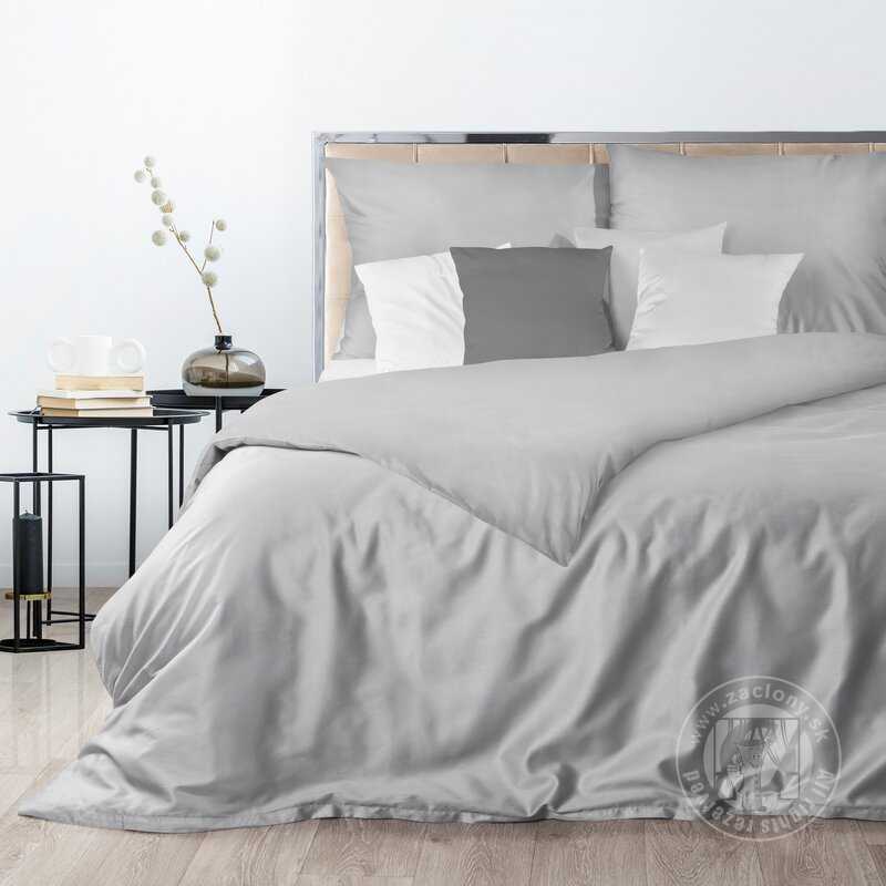 Posteľná bielizeň z bavlneného saténu NOVA3 140x200cm + 70x90cm, strieborná