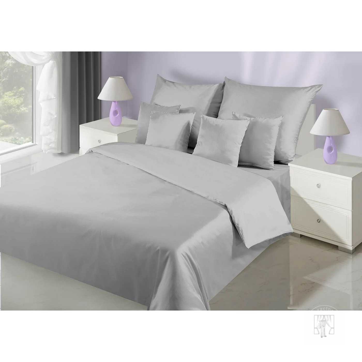 Posteľná bielizeň z bavlneného saténu NOVA3 140x200cm + 70x90cm, strieborná