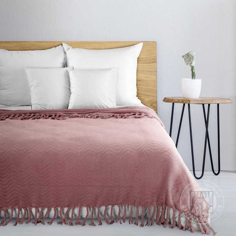 Deka so strapcami EMMA 150x200 cm púdrovo ružová