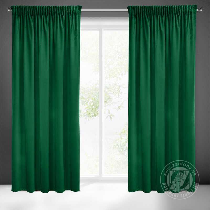 Záves PIERRE CARDIN SIBEL na páske tmavozelený 140x270cm