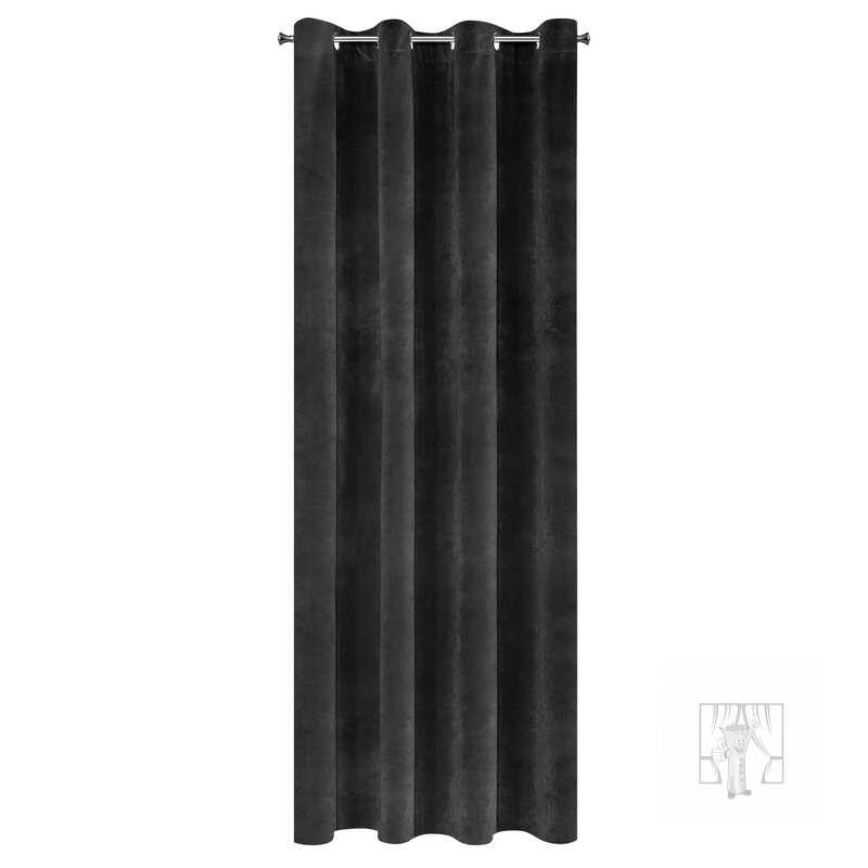 Záves RIA na krúžkoch čierny 140x250cm