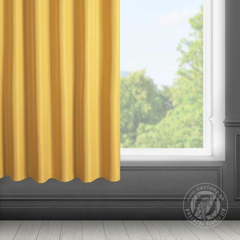 Krátky záves RITA na páske horčicový 140x175cm