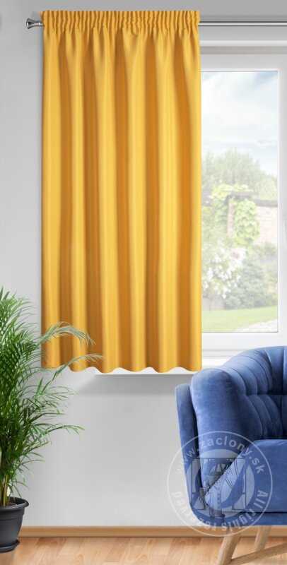 Krátky záves RITA na páske horčicový 140x175cm