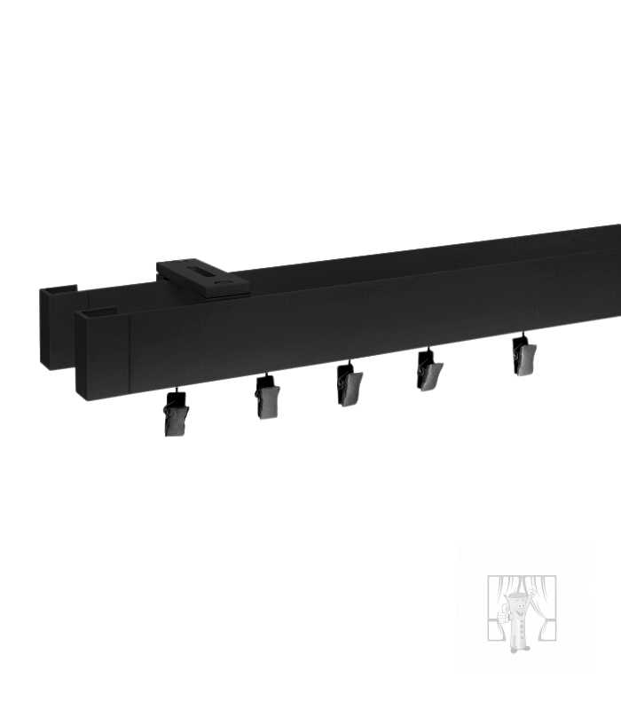 Hliníková garniža LUXOR Čierna so štipcami - Dvojitá