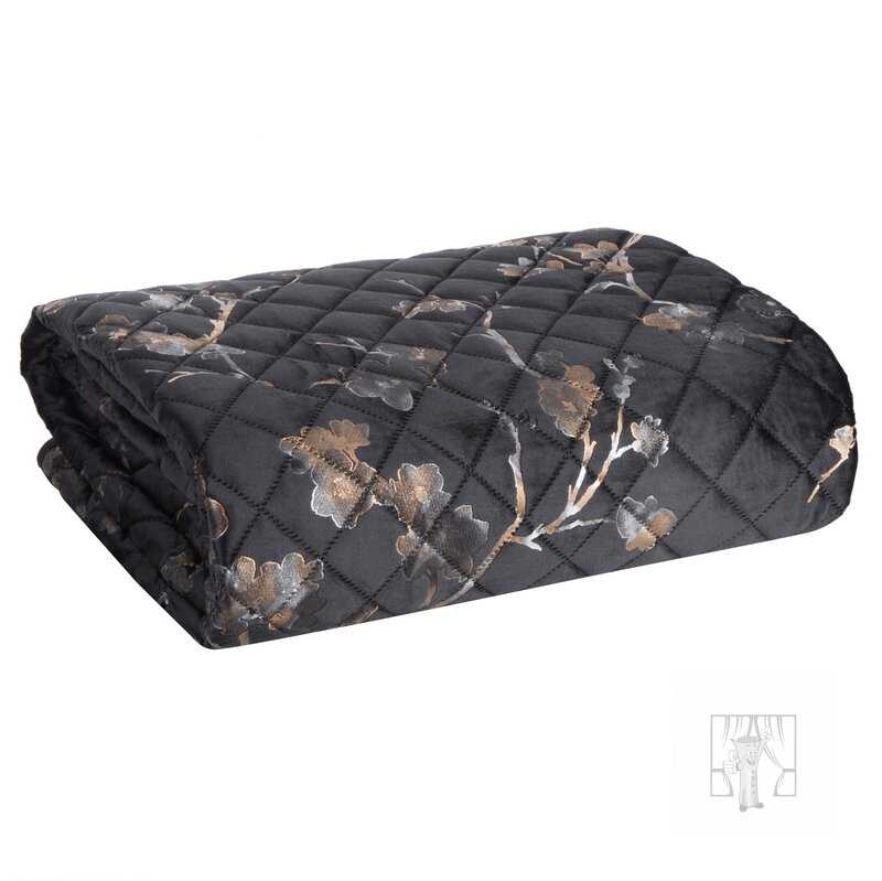 Zamatový prehoz na posteľ BLINK5 170x210 cm čierny