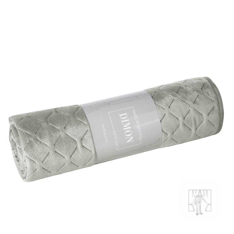 Zamatový prehoz na kreslo DIMON 70x160 cm strieborný