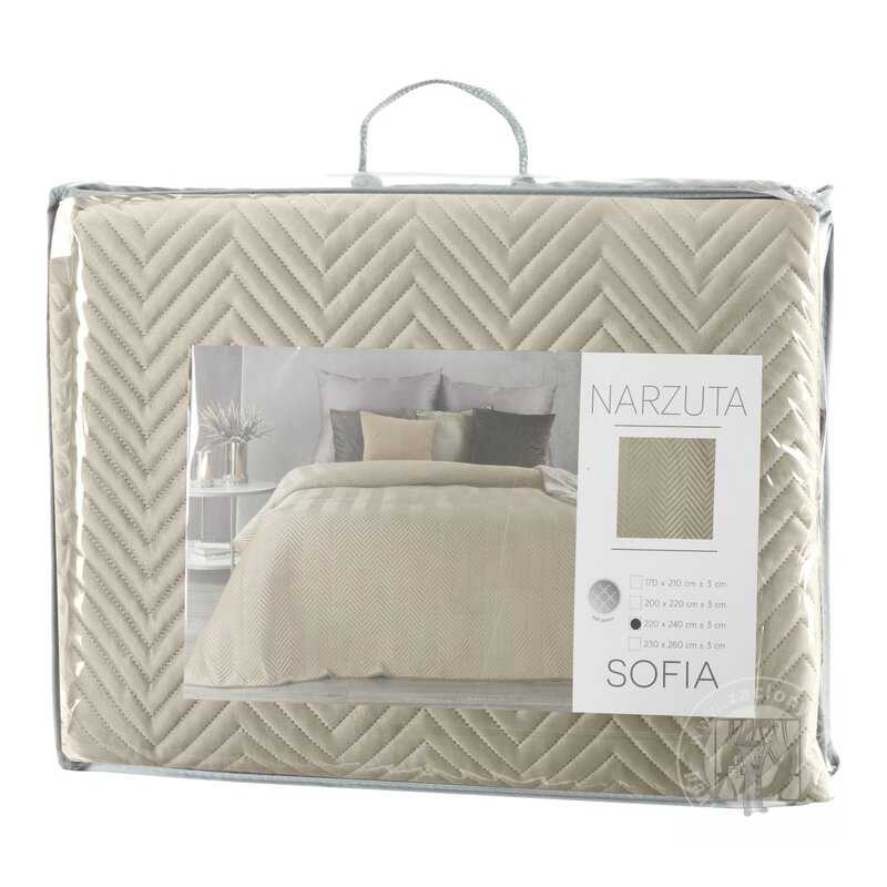 Zamatový prehoz na posteľ SOFIA 230x260 cm krémový