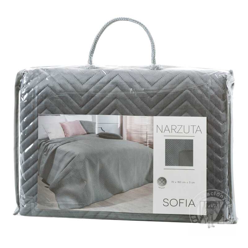 Zamatový prehoz na posteľ SOFIA 220x240 cm grafitový