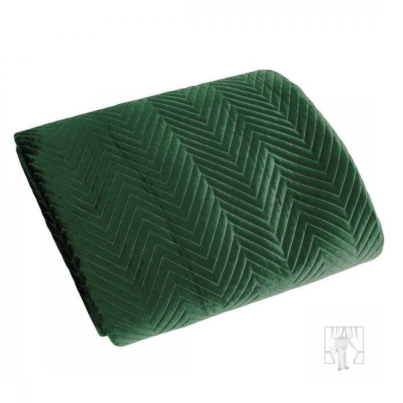 Zamatový prehoz na posteľ SOFIA 200x220 cm tmavozelený