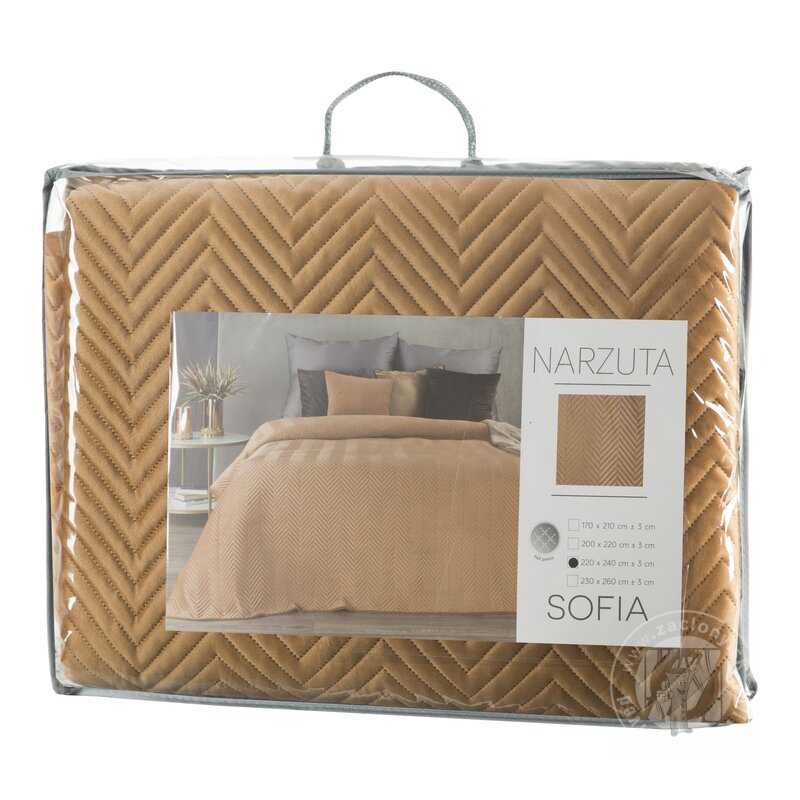 Zamatový prehoz na posteľ SOFIA 230x260 cm medový