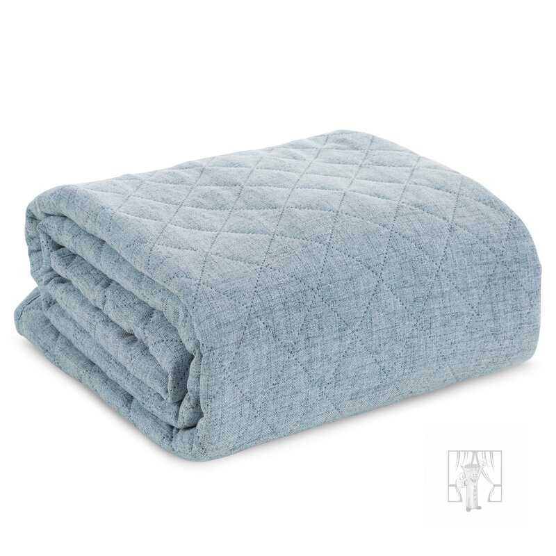 Prehoz na posteľ s ľanovou štruktúrou LEN1 220x240 cm svetlomodrý