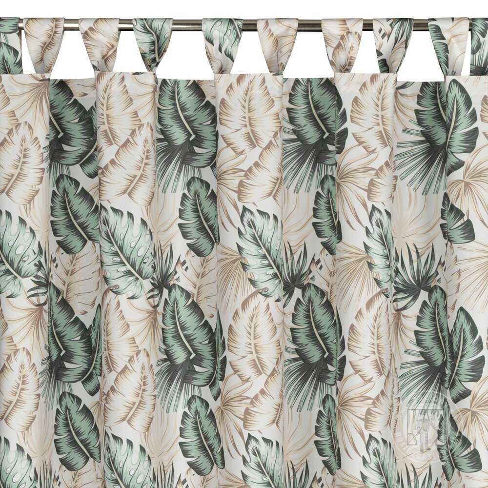 Záves na terasu GARDEN7 na pútkach 155x200 cm zelené listy