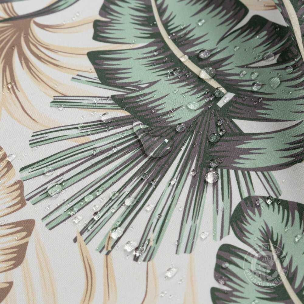 Záves na terasu GARDEN7 na pútkach 155x200 cm zelené listy
