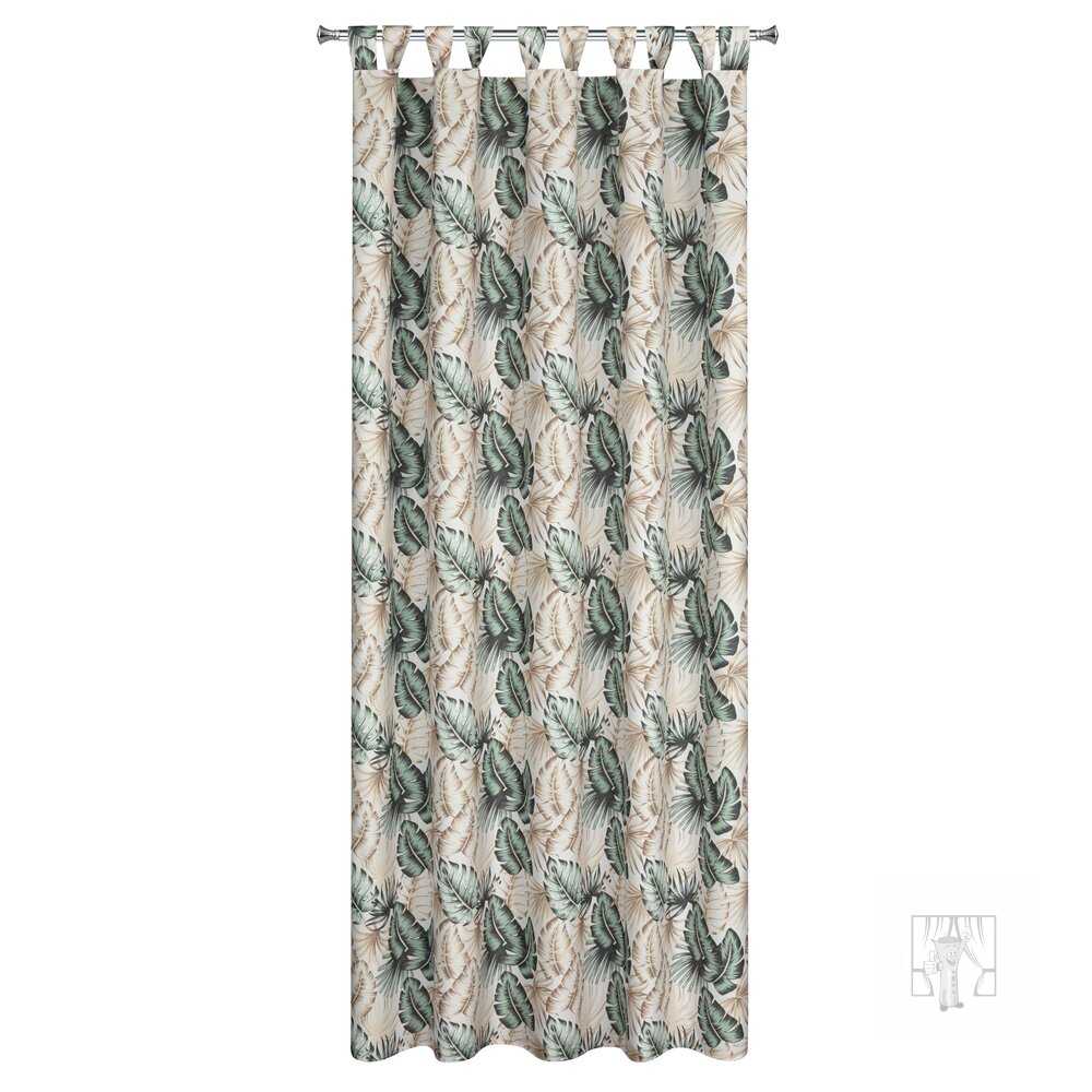 Záves na terasu GARDEN7 na pútkach 155x220 cm zelené listy