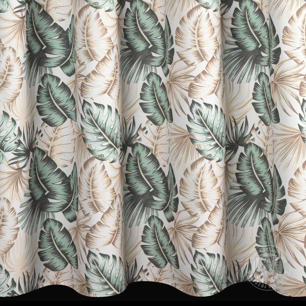 Záves na terasu GARDEN7 na pútkach 155x220 cm zelené listy