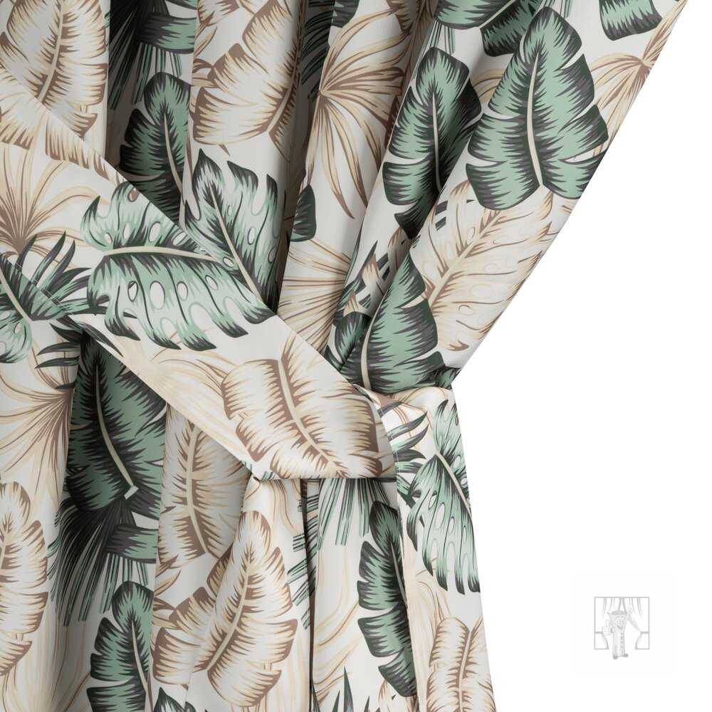 Záves na terasu GARDEN7 na pútkach 155x260 cm zelené listy