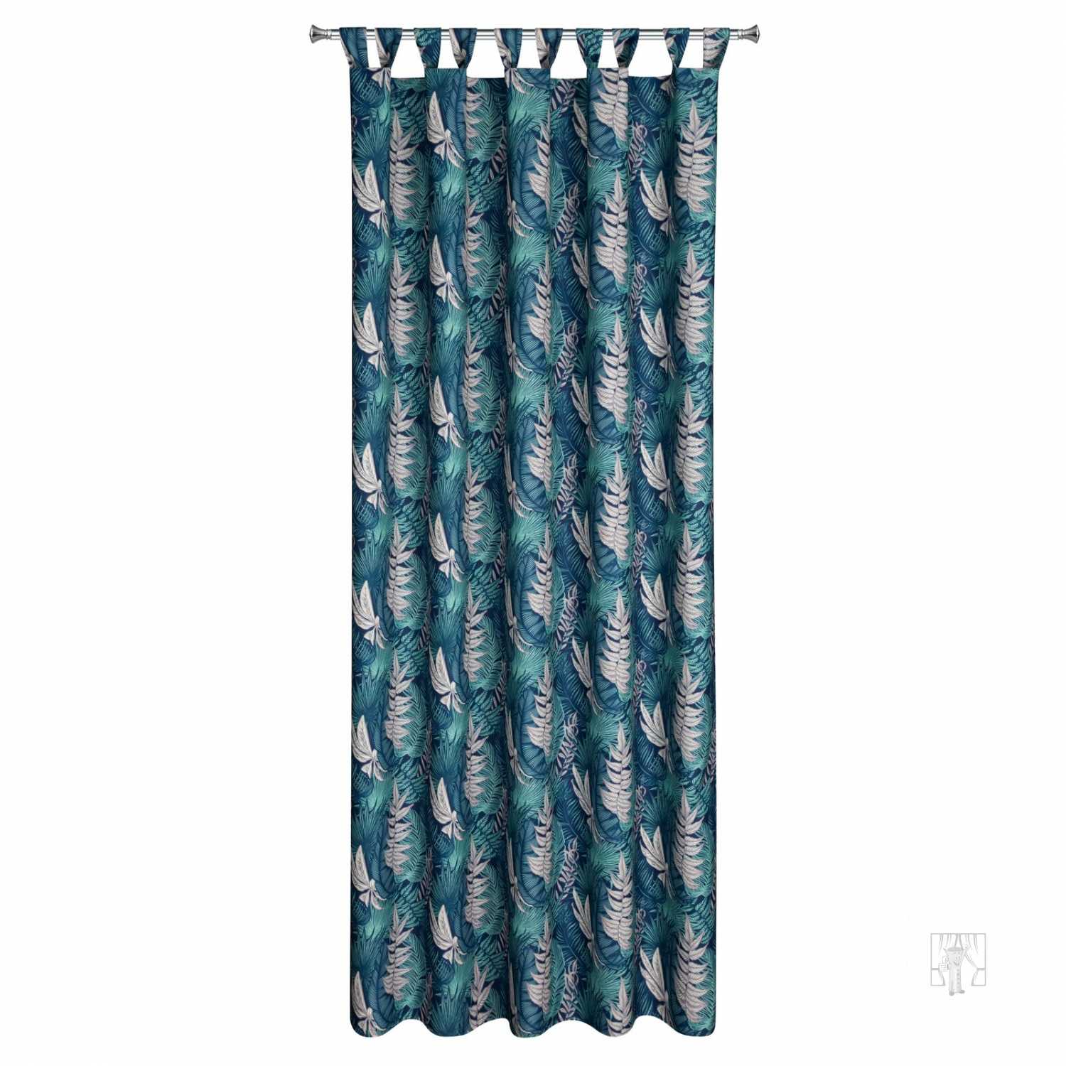 Záves na terasu GARDEN9 na pútkach 155x220 cm modré listy