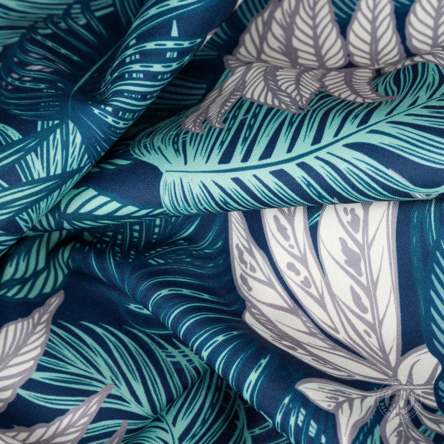 Záves na terasu GARDEN9 na pútkach 155x260 cm modré listy