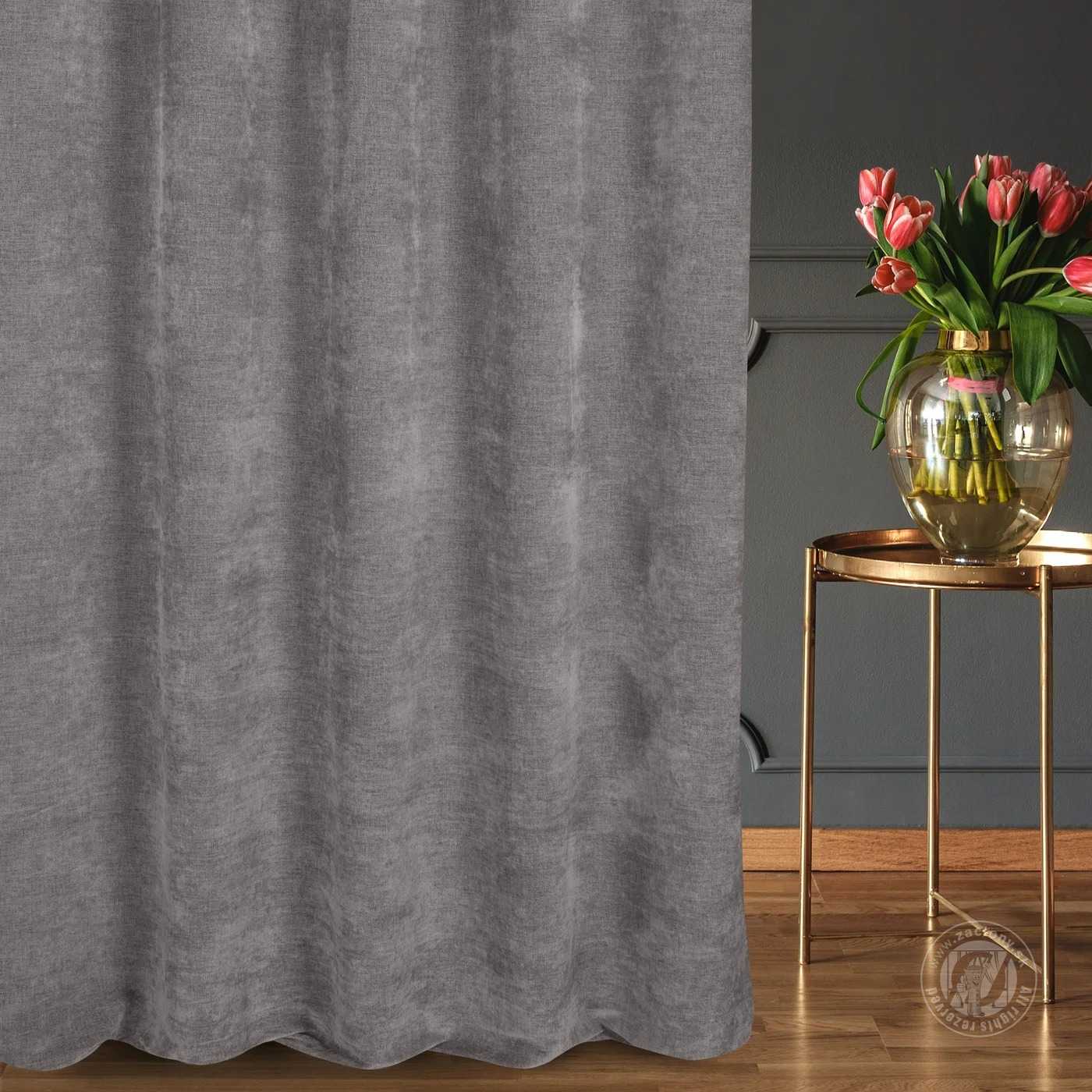 Šenilový záves NATALI 300 cm oceľový