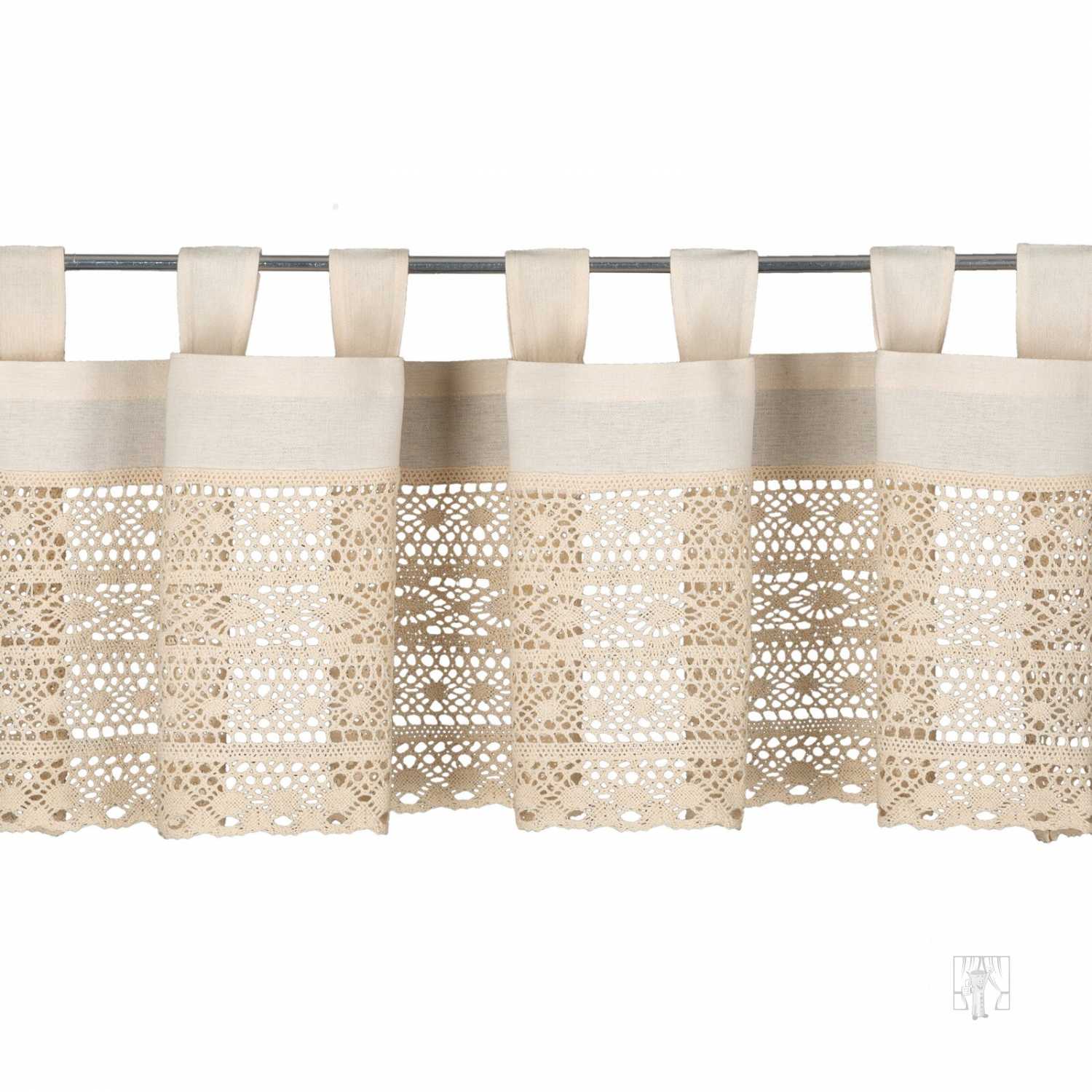 Vitrážová záclona MADDELINE s krajkou béžová 150x35cm