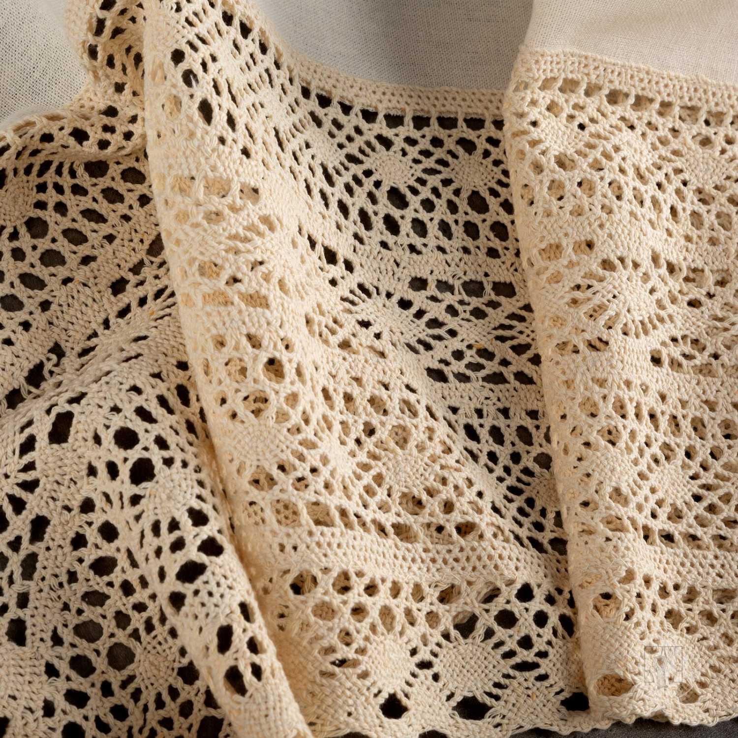 Vitrážová záclona MADDELINE s krajkou béžová 150x35cm