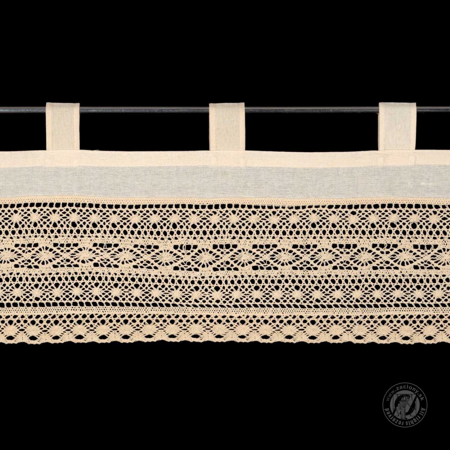 Vitrážová záclona MADDELINE s krajkou béžová 150x35cm