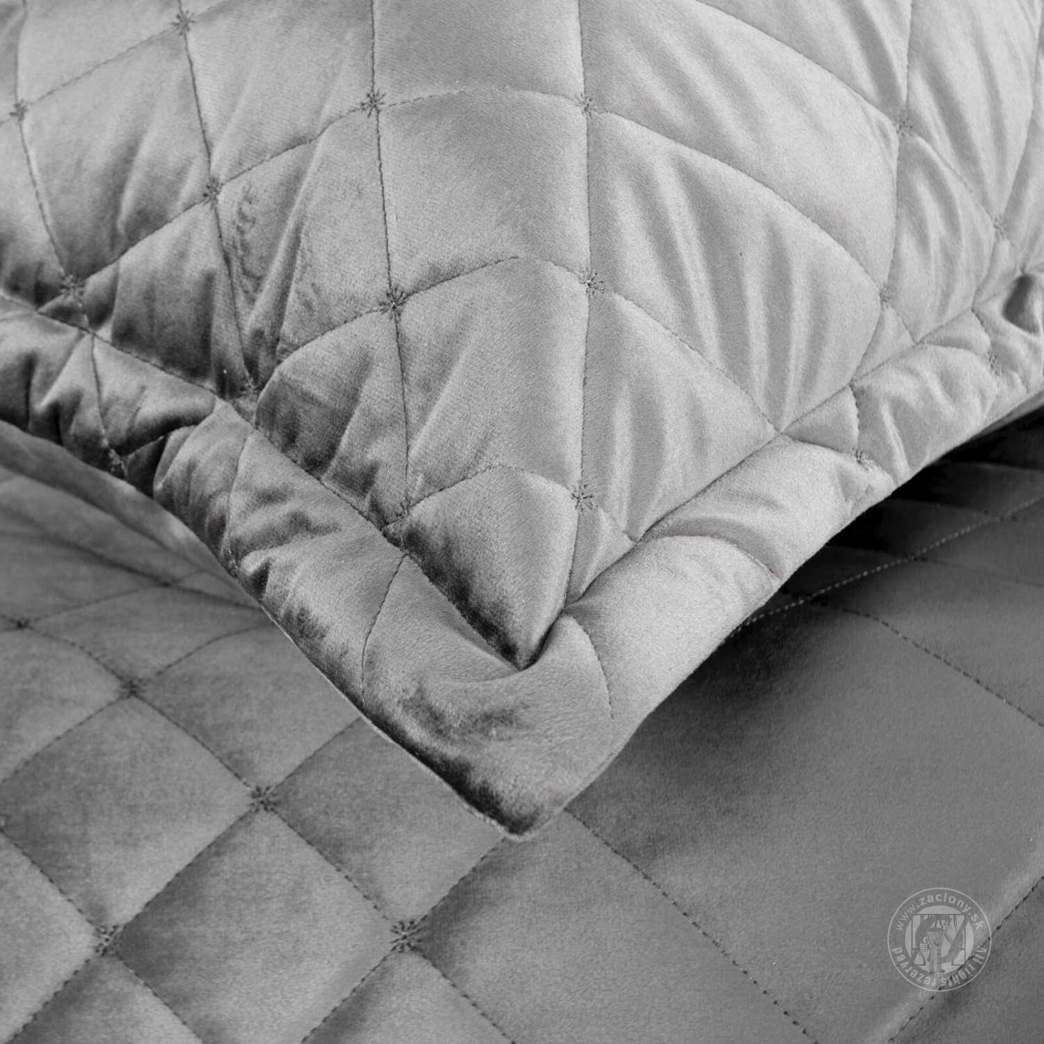 Zamatový prehoz na posteľ RIA6 200x220 cm strieborný