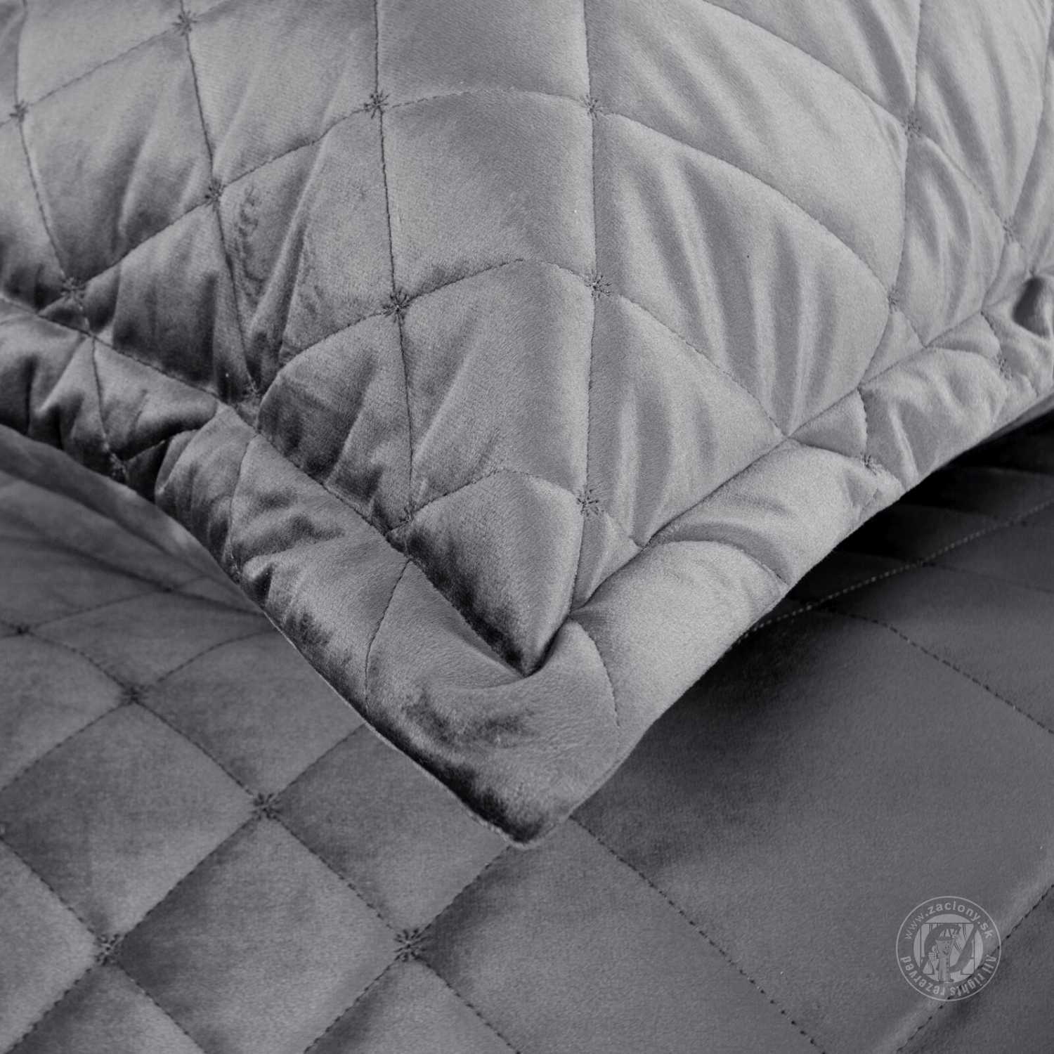 Zamatový prehoz na posteľ RIA6 200x220 cm oceľový