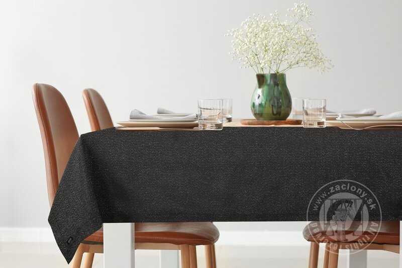 Hotový obrus STELLA1 145x350cm čierny so striebornou niťou