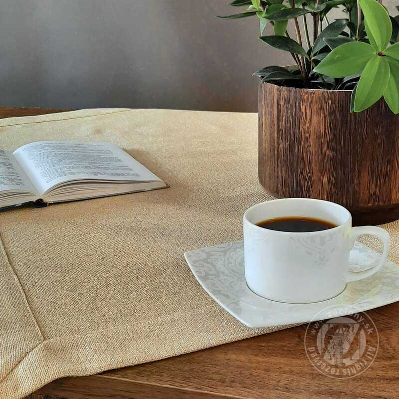 Hotový obrus STELLA1 145x280cm béžový so zlatou niťou