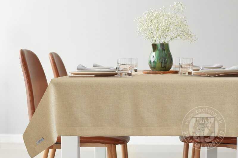 Hotový obrus STELLA1 145x300cm béžový so zlatou niťou