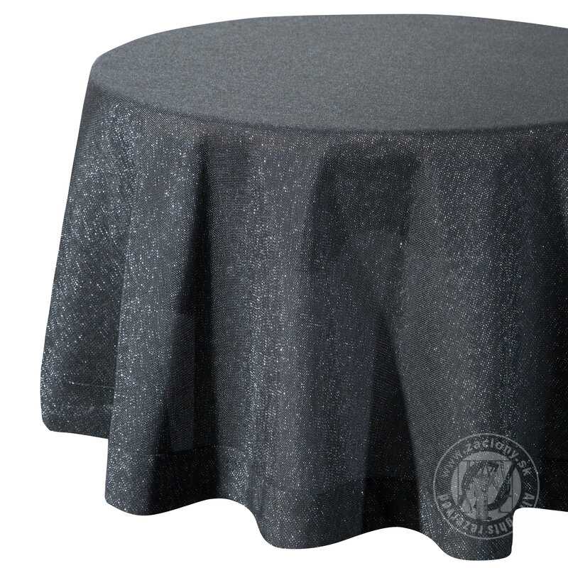 Okrúhly obrus STELLA1 180cm čierny so striebornou niťou