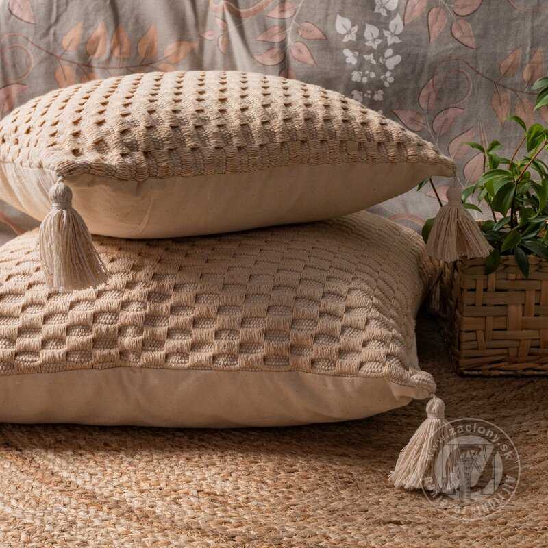 Obliečka na vankúš so strapcami SEVILLE 60x60cm béžová