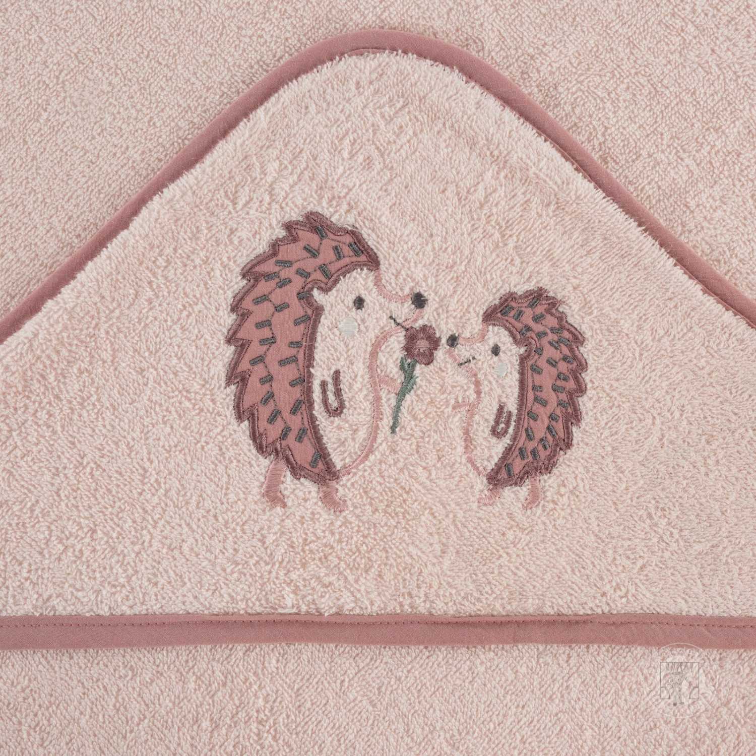 Detská osuška s kapucňou BABY 100x100cm ružová s ježkom