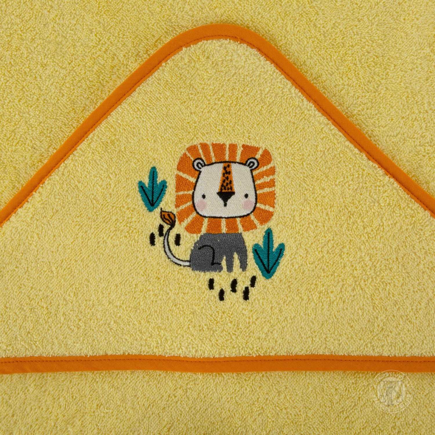Detská osuška s kapucňou BABY 100x100cm žltá s levom