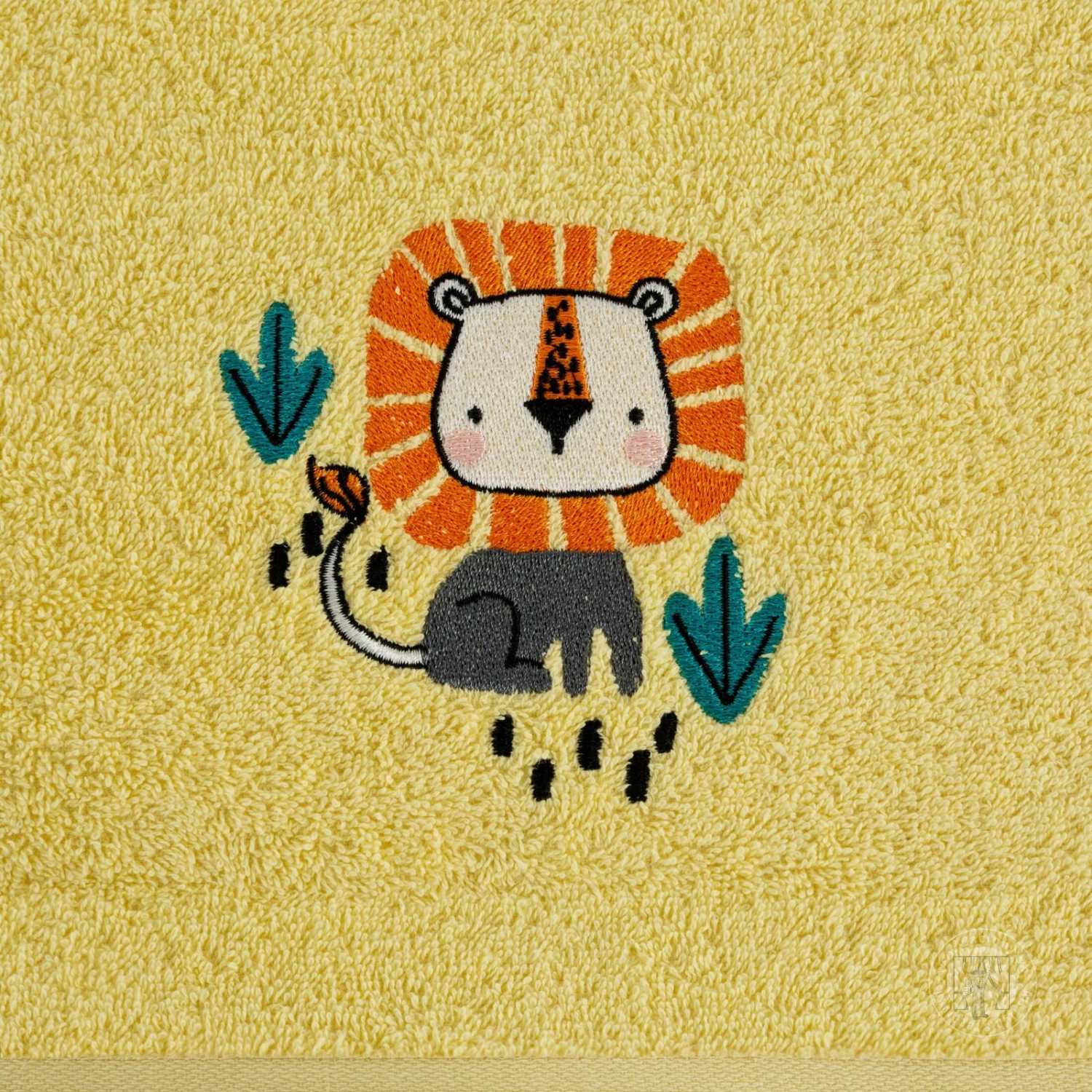 Detská osuška s kapucňou BABY 100x100cm žltá s levom