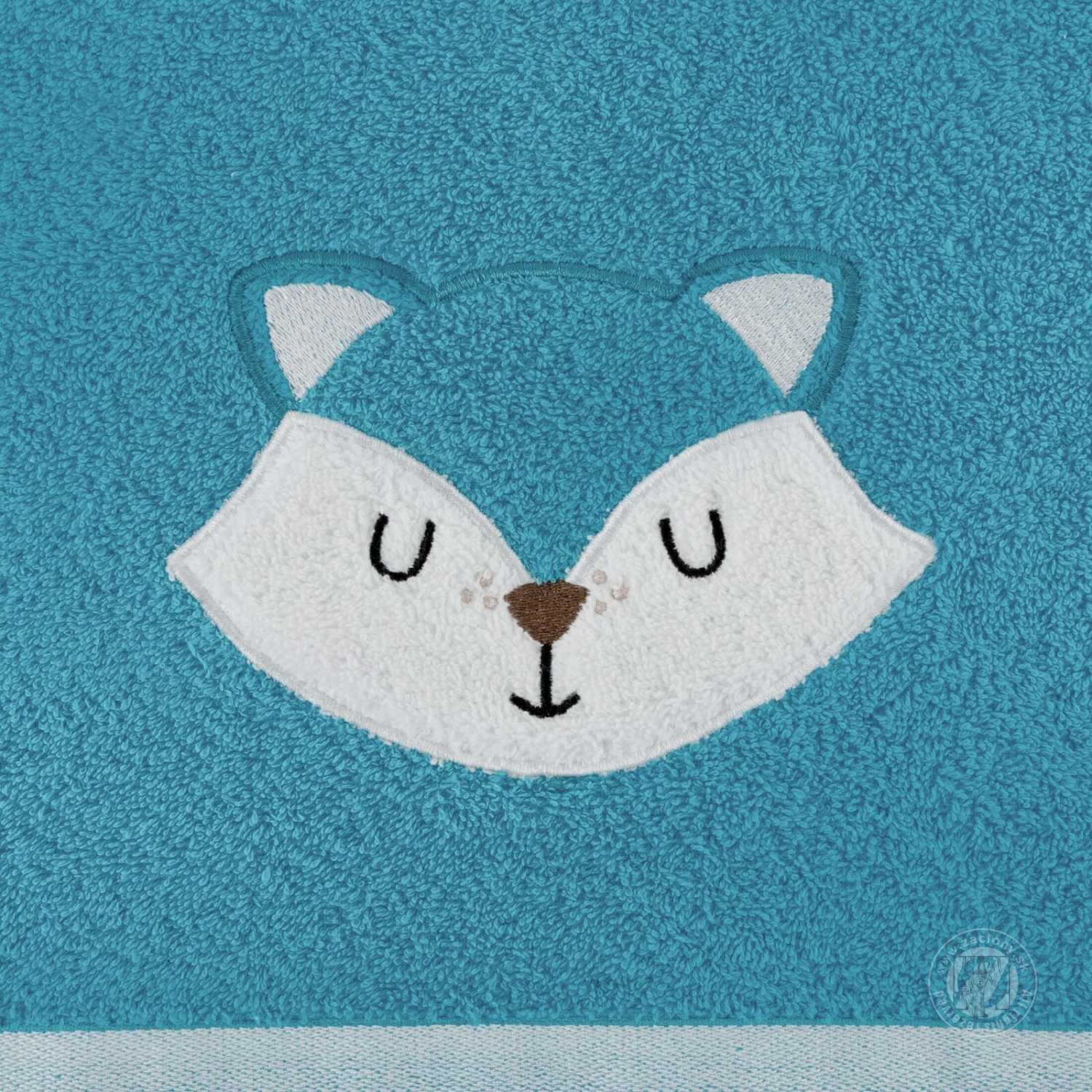 Detská osuška s kapucňou BABY 100x100cm modrá s líškou