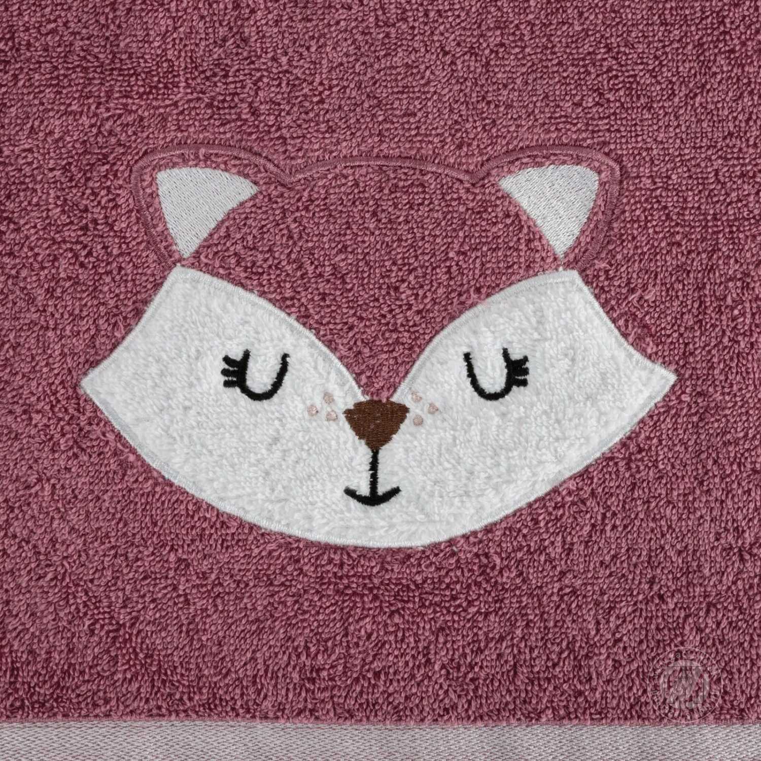 Detská osuška s kapucňou BABY 100x100cm tmavoružová s líškou