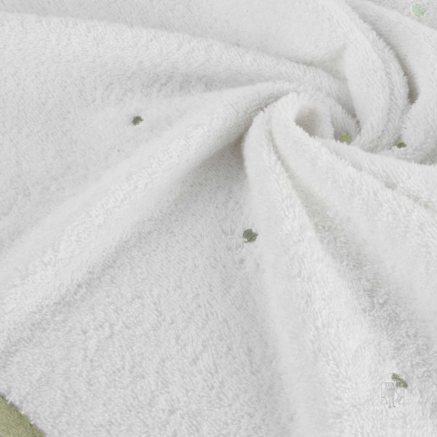 Detská osuška s kapucňou BABY 100x100cm biela so zelenými srdiečkami