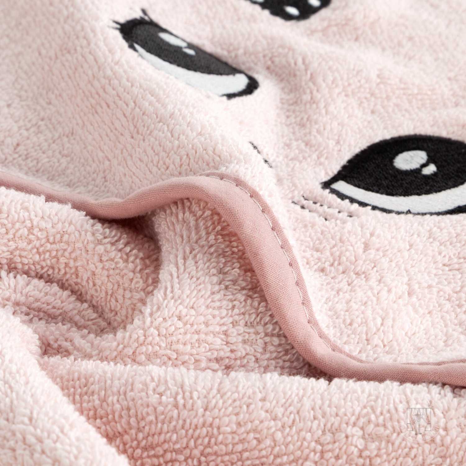 Detská osuška s kapucňou BABY 100x100cm ružová s mačiatkom