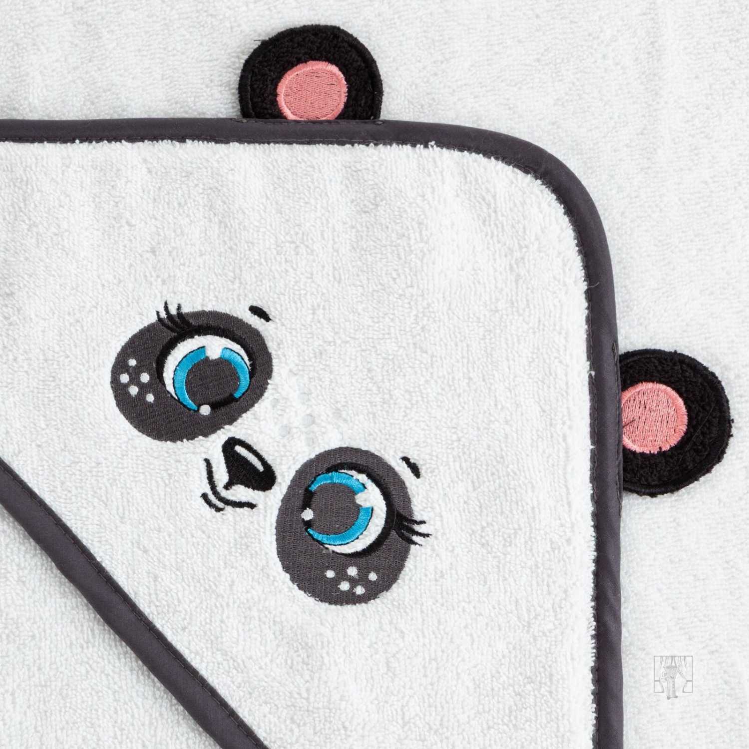 Detská osuška s kapucňou BABY 100x100cm biela s pandou