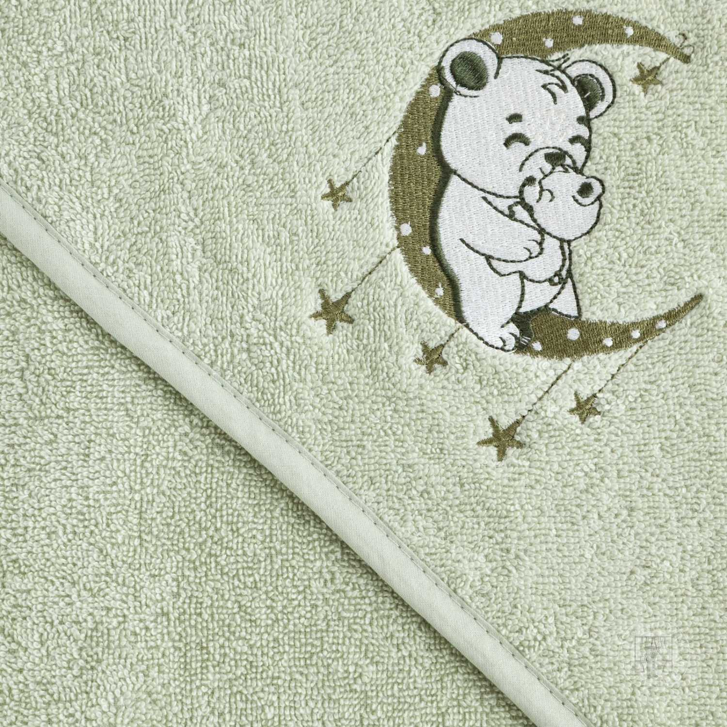 Detská osuška s kapucňou BABY 100x100cm zelená s medvedíkom