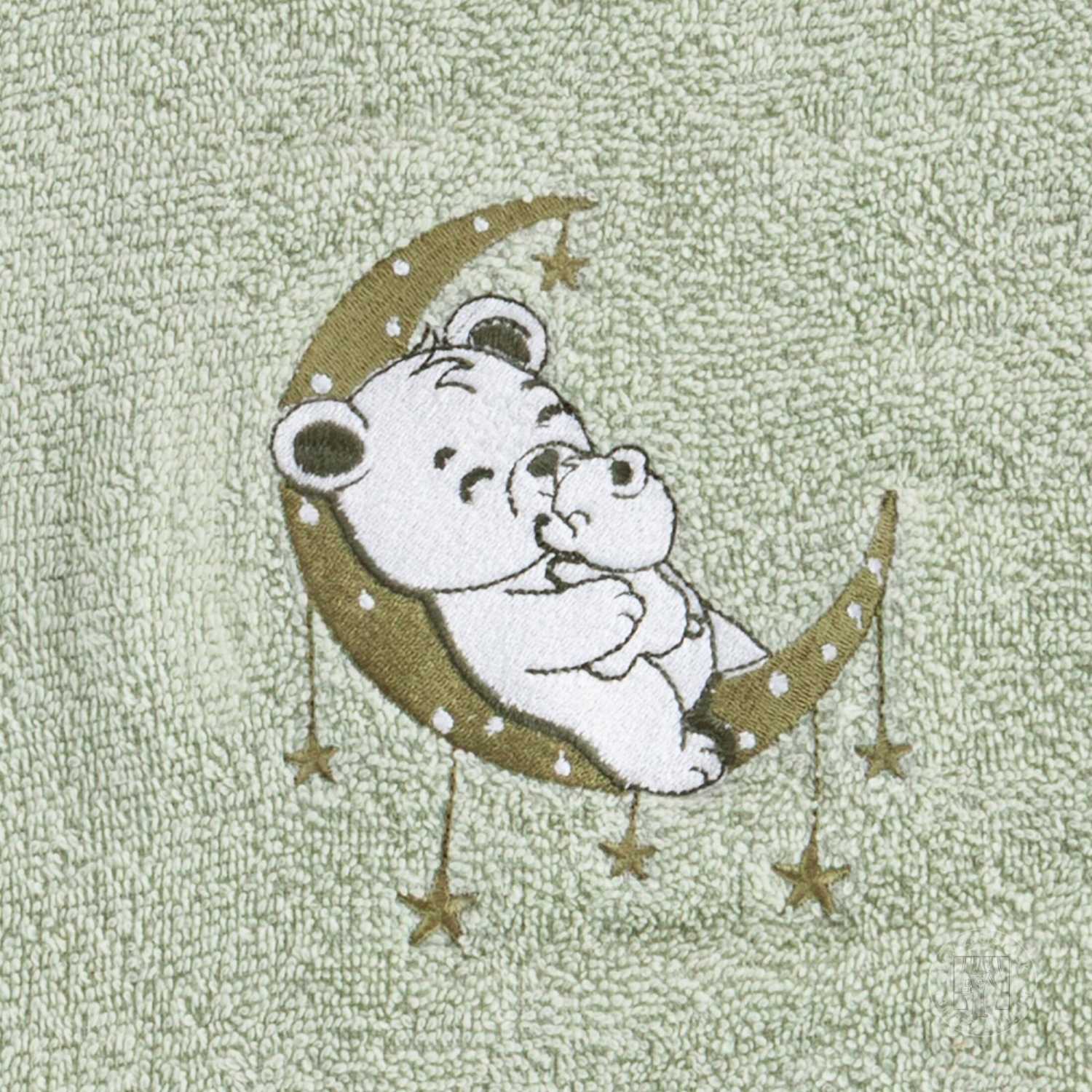 Detská osuška s kapucňou BABY 100x100cm zelená s medvedíkom