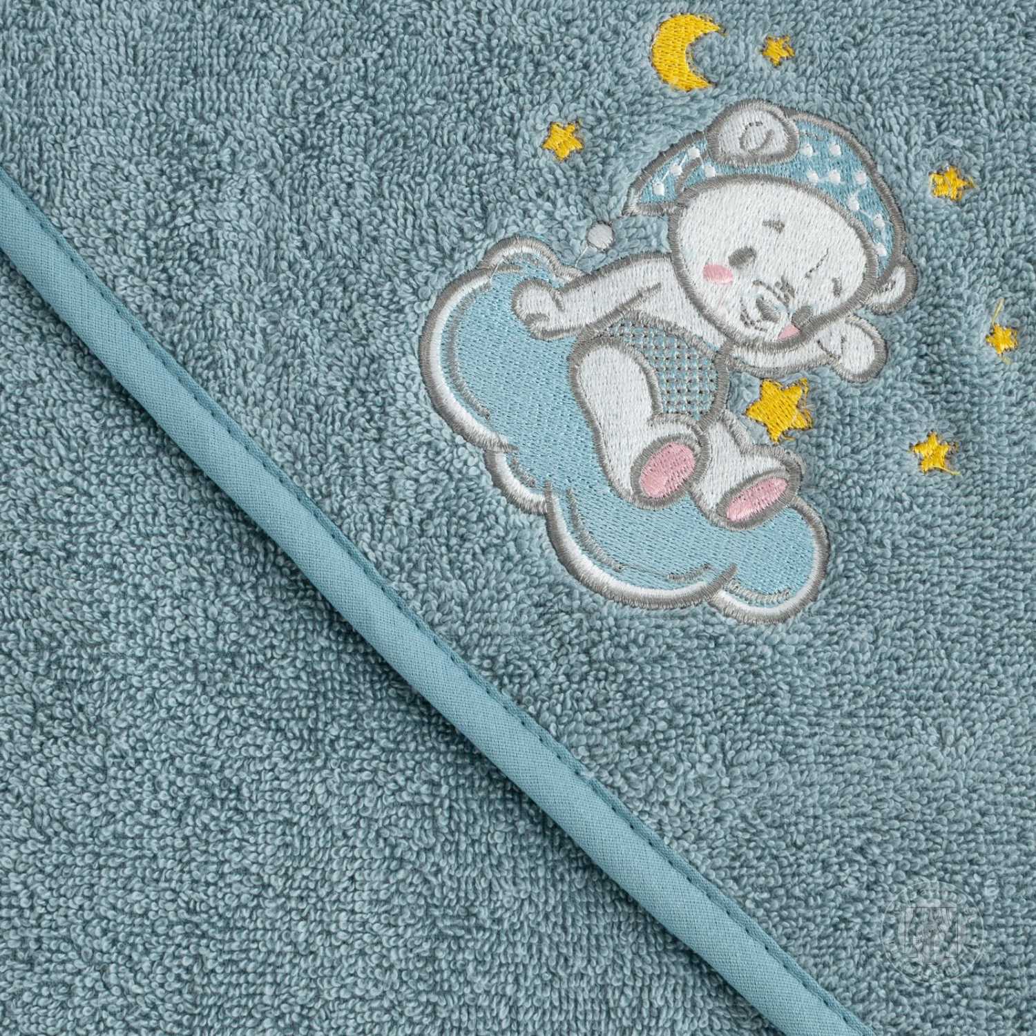 Detská osuška s kapucňou BABY 100x100cm modrá s medvedíkom