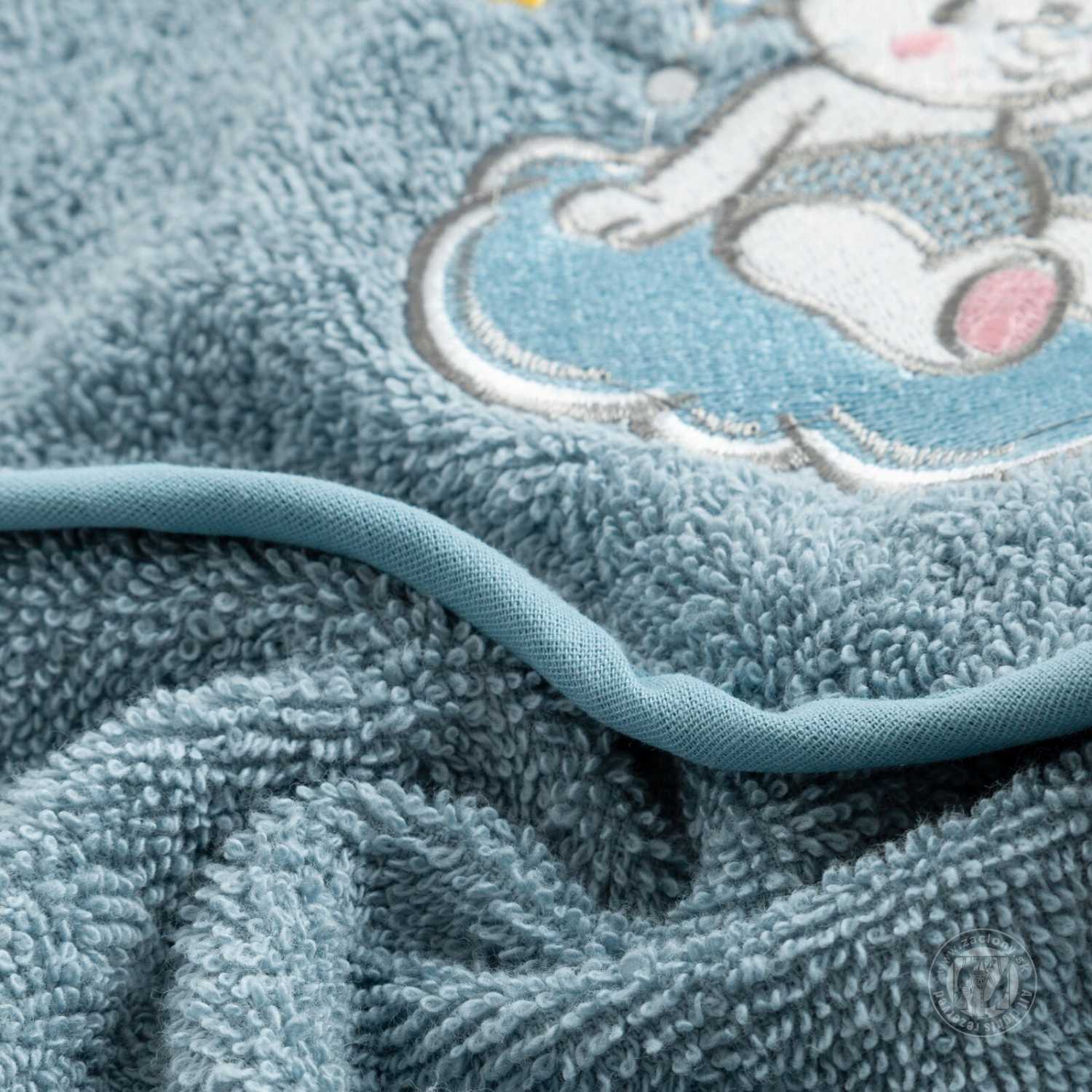 Detská osuška s kapucňou BABY 100x100cm modrá s medvedíkom