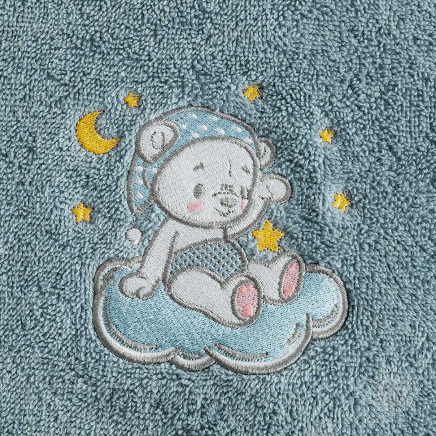 Detská osuška s kapucňou BABY 100x100cm modrá s medvedíkom