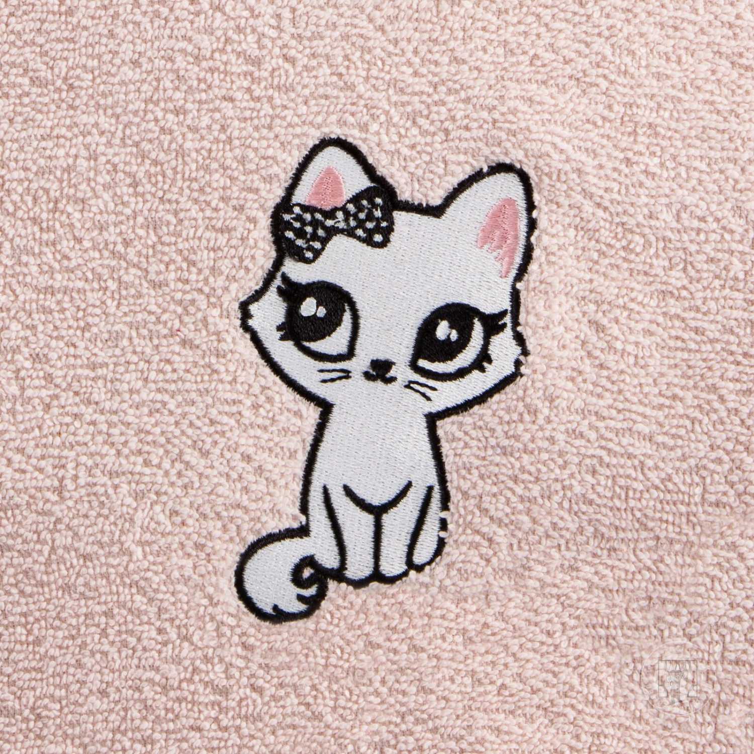 Detské pončo s kapucňou BABY 60x120cm ružové s mačiatkom