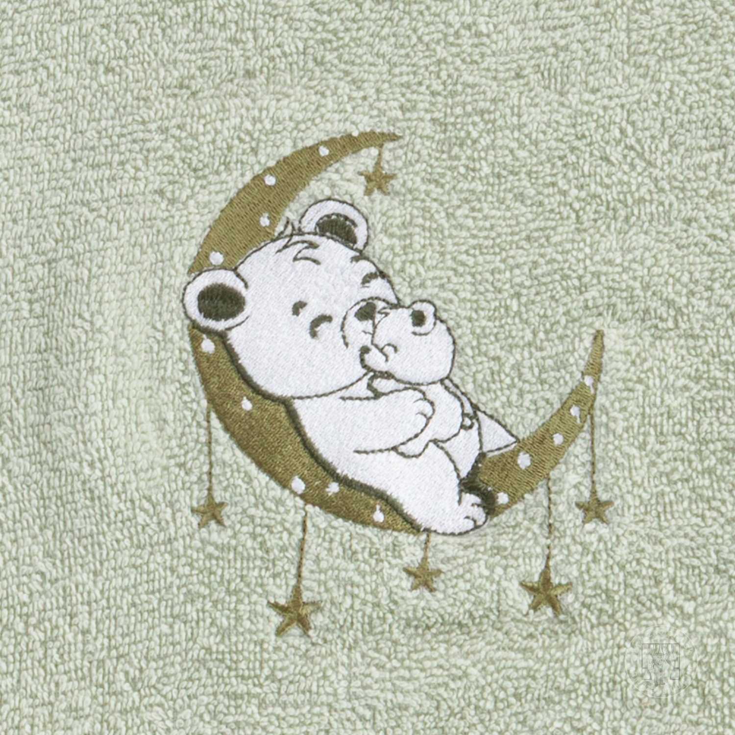 Detské pončo s kapucňou BABY 60x120cm zelené s medvedíkom