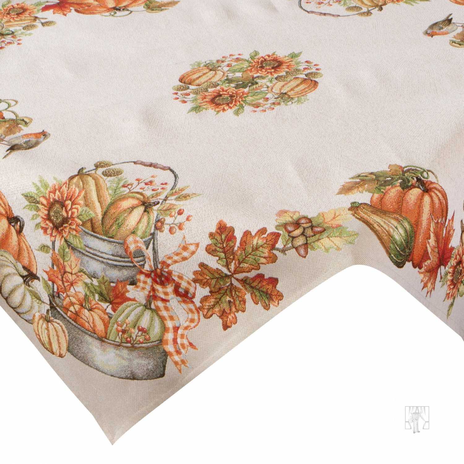 Gobelínový obrus 140x180cm s tekvicami a vtáčikmi